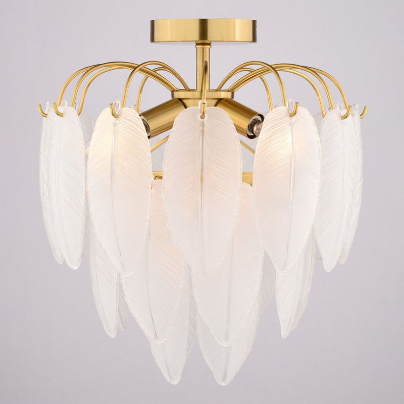 Vaxcel Burbank 13.5"W 4 Light Semi-Flush Mount, Muted Gold/White