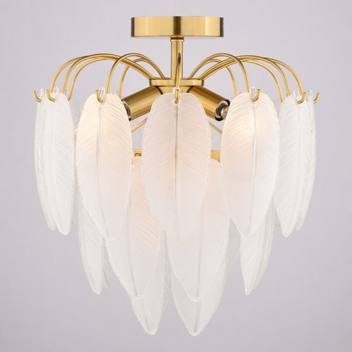 Vaxcel Burbank 13.5"W 4 Light Semi-Flush Mount, Muted Gold/White