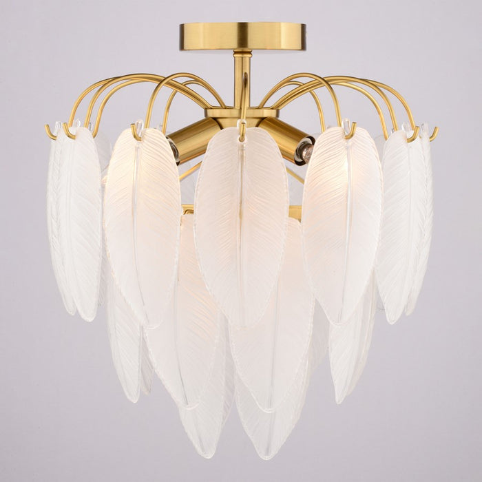 Vaxcel Burbank 13.5"W 4 Light Semi-Flush Mount, Muted Gold/White