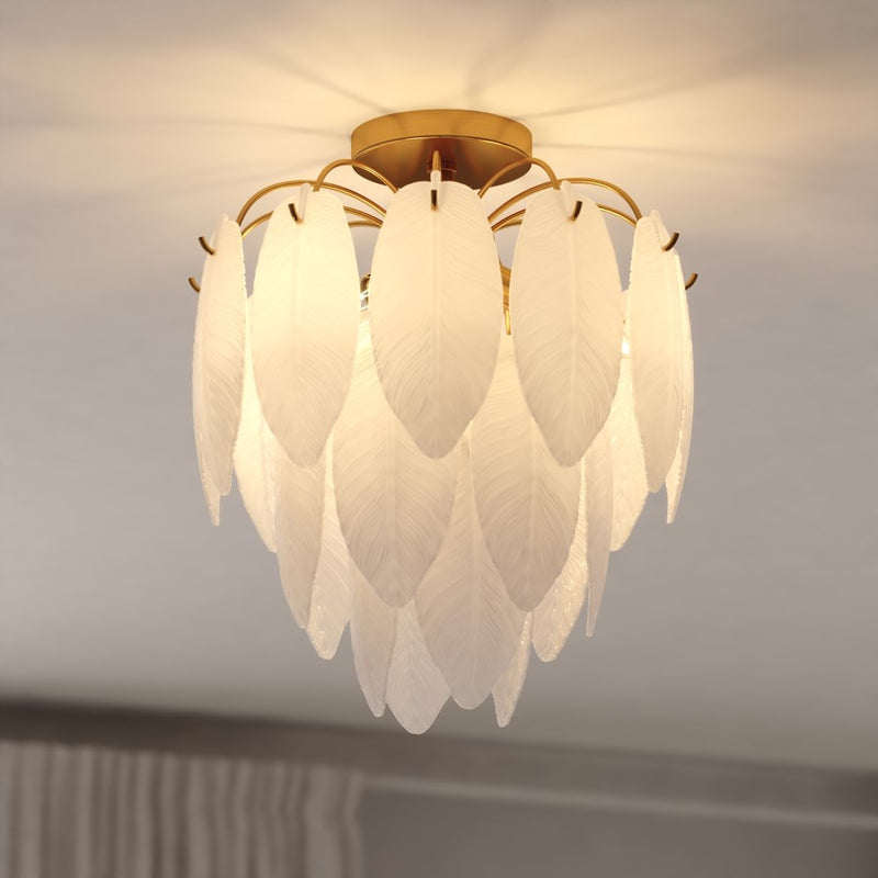 Vaxcel Burbank 13.5"W 4 Light Semi-Flush Mount, Muted Gold/White
