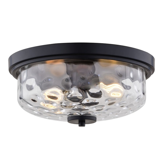 Vaxcel Northlake 13"W 2 Light Flush Mount, Matte Black/Clear - C0335