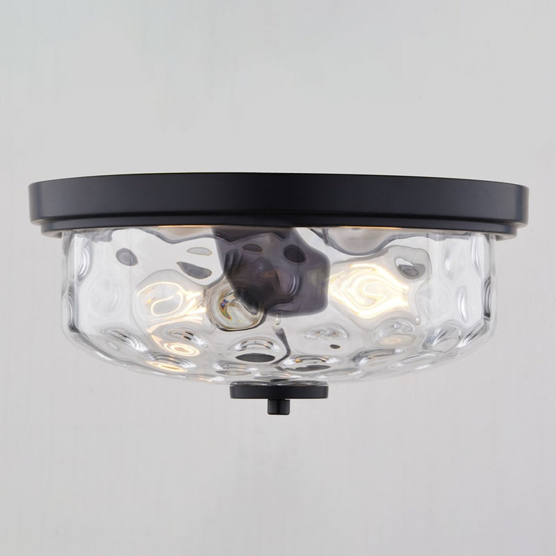 Vaxcel Northlake 13"W 2 Light Flush Mount, Matte Black/Clear