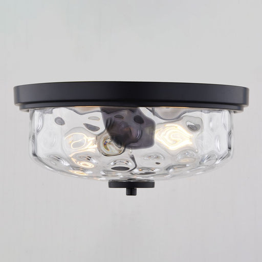 Vaxcel Northlake 13"W 2 Light Flush Mount, Matte Black/Clear