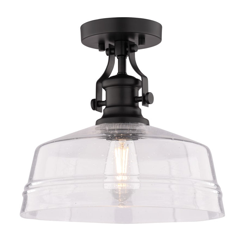 Vaxcel Beloit 12" 1 Lt Semi-Flush Mount, Matte Black - C0345