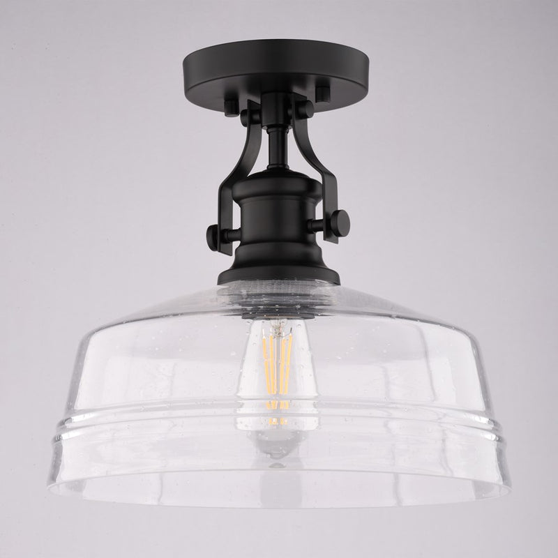 Vaxcel Beloit 12" 1 Lt Semi-Flush Mount, Matte Black