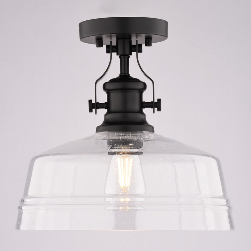 Vaxcel Beloit 12" 1 Lt Semi-Flush Mount, Matte Black