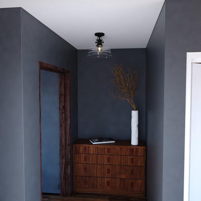 Vaxcel Beloit 12" 1 Lt Semi-Flush Mount, Matte Black