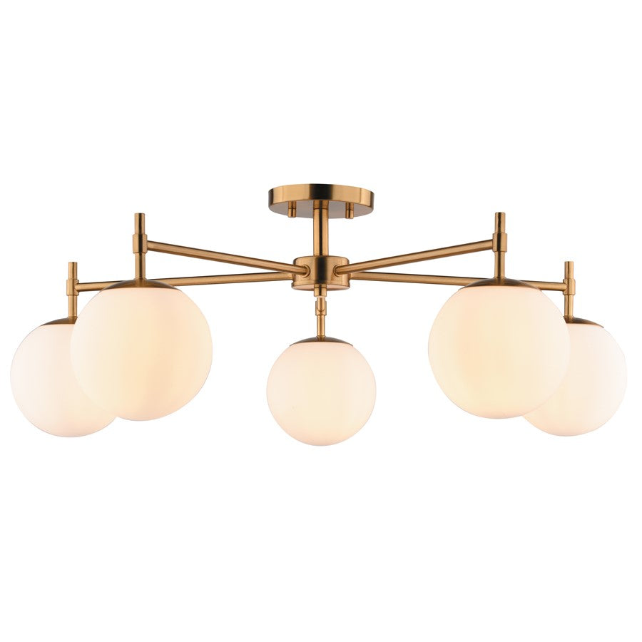 Vaxcel Armitage 32" 5 Lt Semi-Flush, Muted Brass - C0348