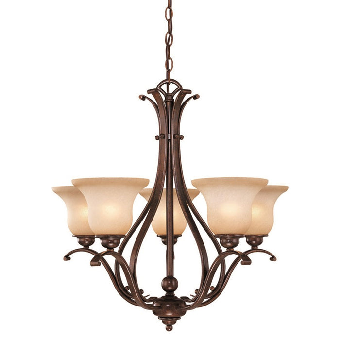Vaxcel Monrovia 5L Chandelier, Royal Bronze/Cognac - CH35405RBZ/B