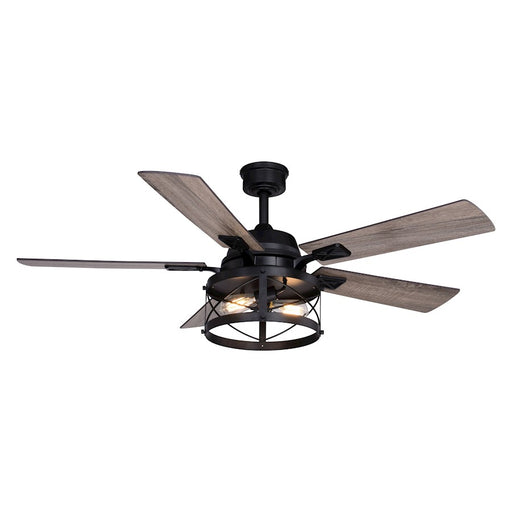 Vaxcel Elburn 2 Light 52" Ceiling Fan, Black/Wire Cage Shade