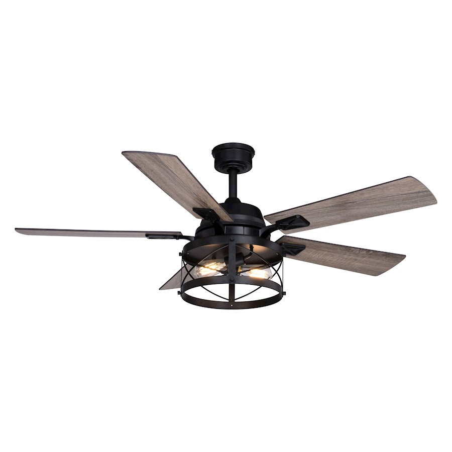 Vaxcel Elburn 2 Light 52" Ceiling Fan, Black/Wire Cage Shade