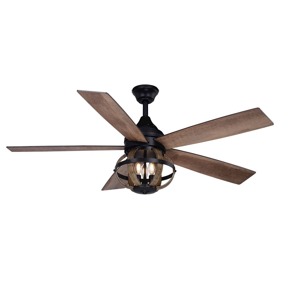 Vaxcel Huron 52" 3 Light LED Ceiling Fan, Black/Burnished Teak - F0114