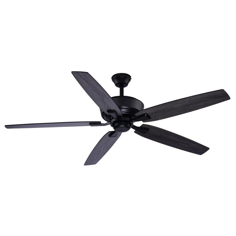 Vaxcel Fircrest 4 Light 60" Ceiling Fan, Matte Black/Clear Ribbed Glass