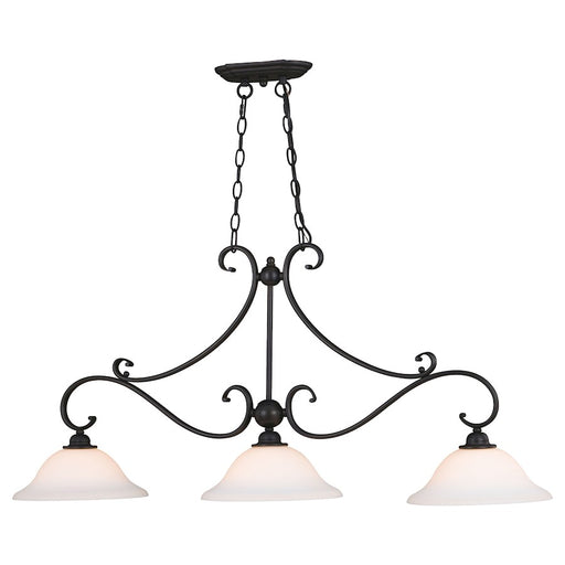 Vaxcel Monrovia 3 Light Linear Chandelier, Bronze/Etched White