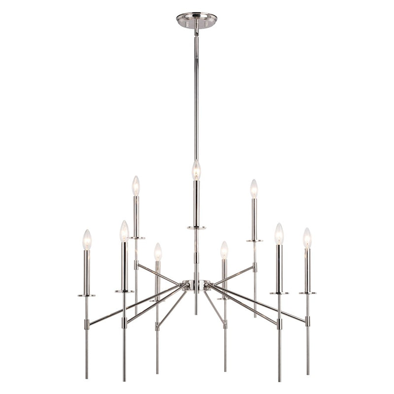 Vaxcel Kedzie 9 Light Chandelier, Polished Nickel