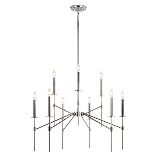 Vaxcel Kedzie 9 Light Chandelier, Polished Nickel