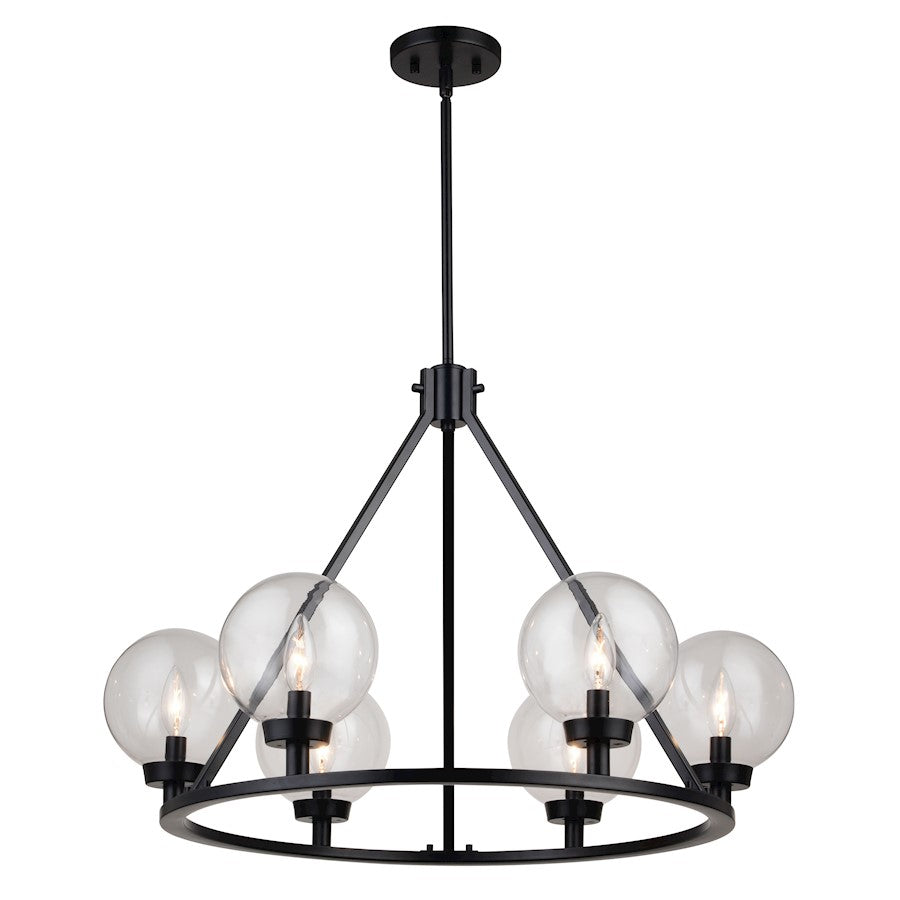 Vaxcel Lander 28.25" 6 Light Chandelier, Matte Black - H0277