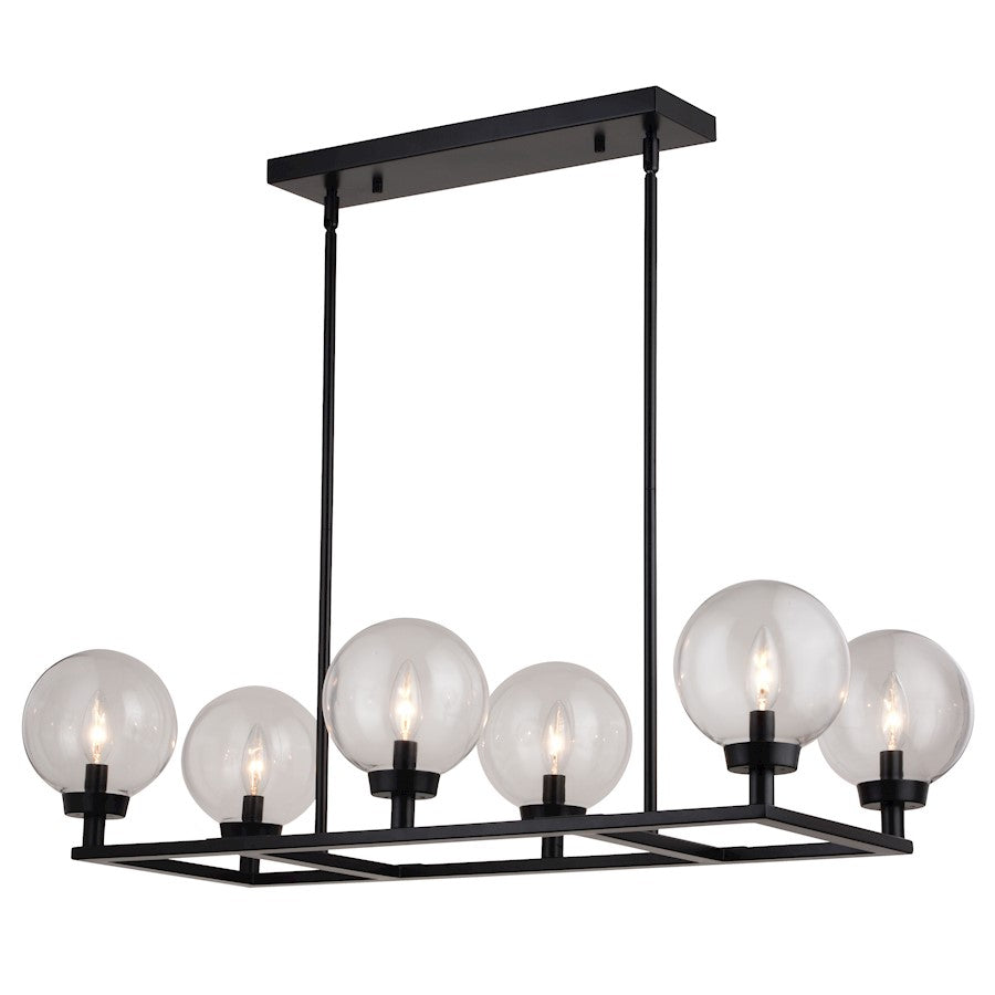 Vaxcel Lander 35" 6 Light Linear Chandelier, Matte Black - H0278