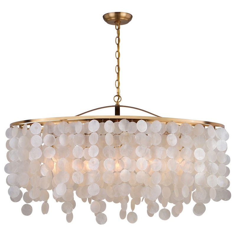 Vaxcel Elsa Capiz Shell 35.75" 5 Light Linear Chandelier, Natural Brass - H0282