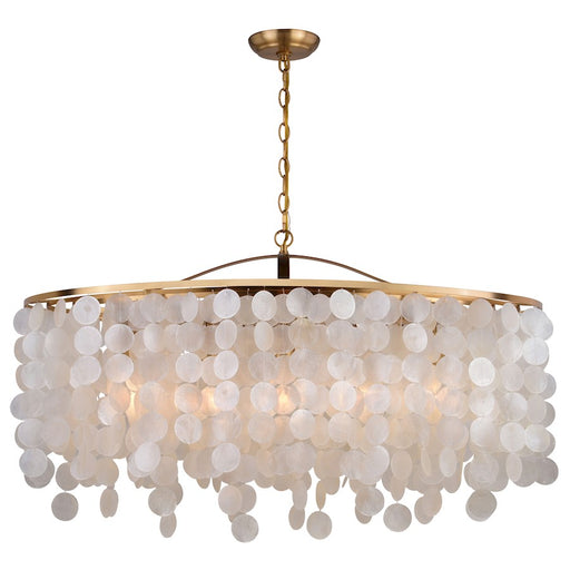 Vaxcel Elsa Capiz Shell 35.75" 5 Light Linear Chandelier, Natural Brass - H0282