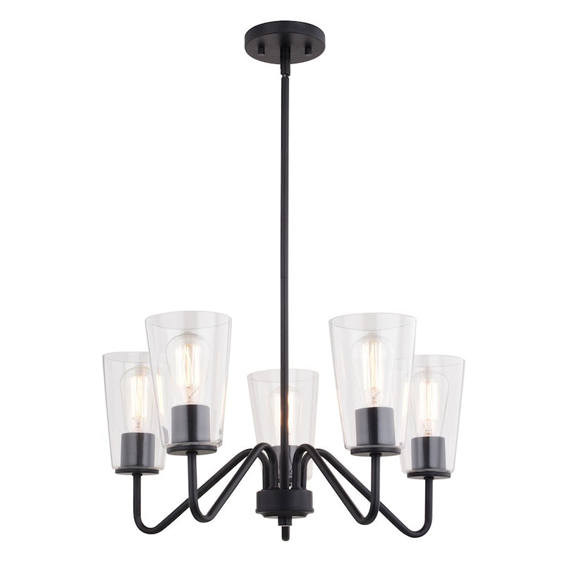 Vaxcel Beverly 23" 5 Light Chandelier, Matte Black - H0284
