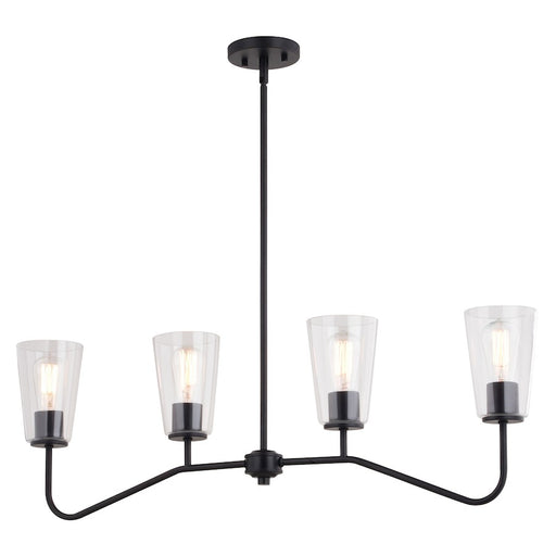 Vaxcel Beverly 36" 4 Light Linear Chandelier, Matte Black - H0285
