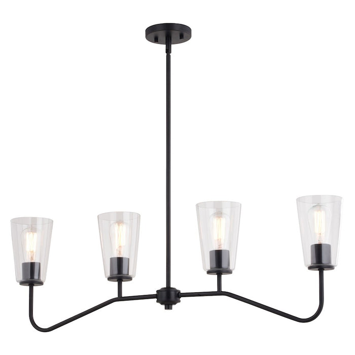 Vaxcel Beverly 36" 4 Light Linear Chandelier, Matte Black - H0285