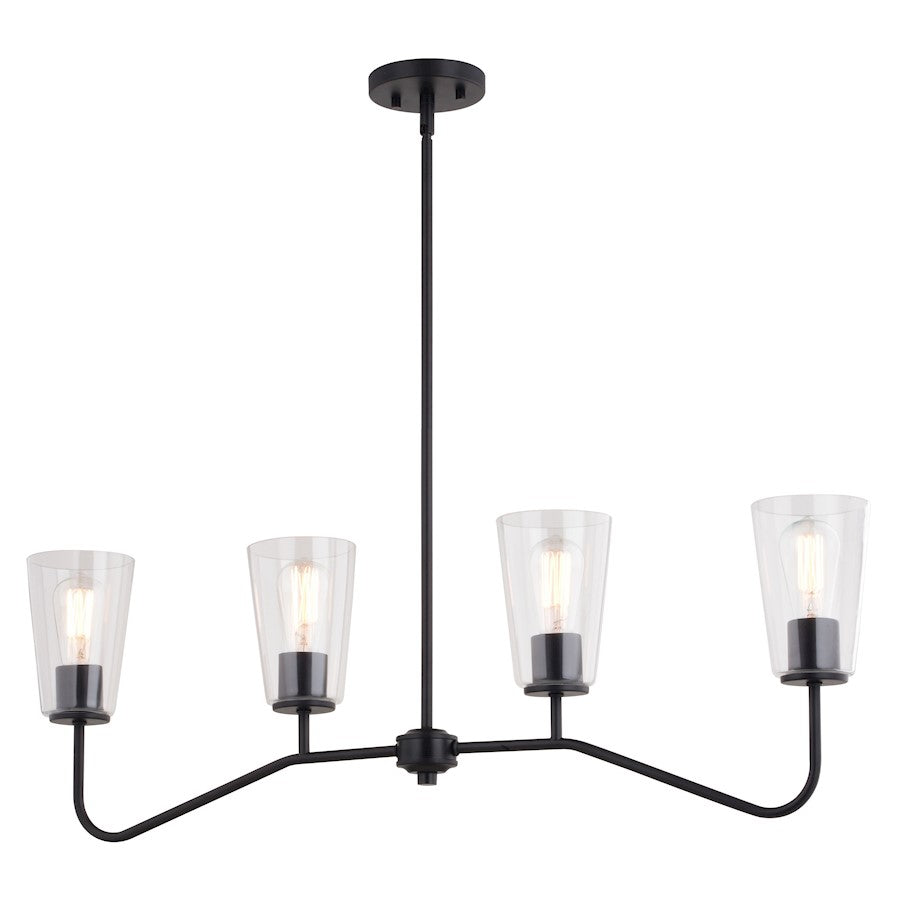 Vaxcel Beverly 36" 4 Light Linear Chandelier, Matte Black - H0285
