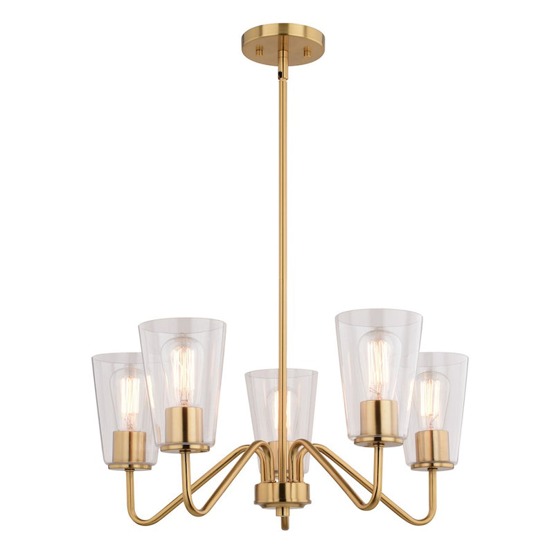 Vaxcel Beverly 23" 5 Light Chandelier, Muted Brass - H0286