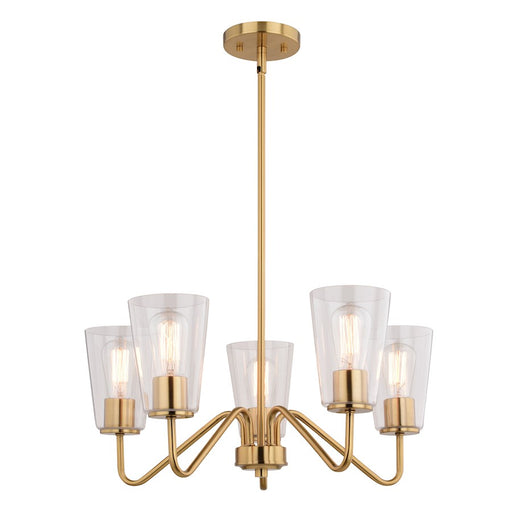 Vaxcel Beverly 23" 5 Light Chandelier, Muted Brass - H0286