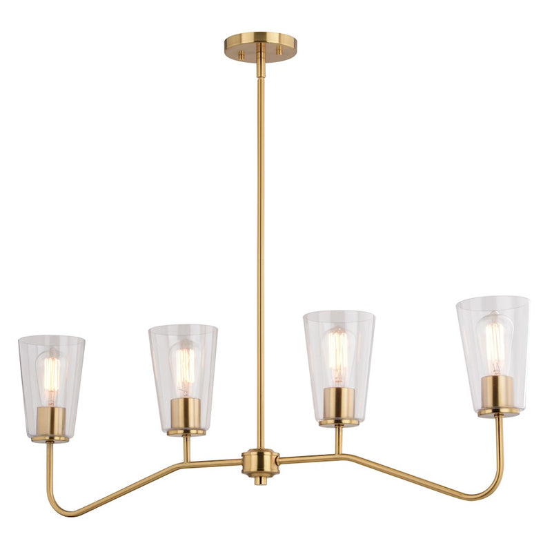 Vaxcel Beverly 36" 4 Light Linear Chandelier, Muted Brass - H0287