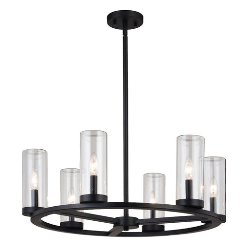 Vaxcel Grantley 26" 6 Light Indoor-Outdoor Chandelier, Matte Black - H0290
