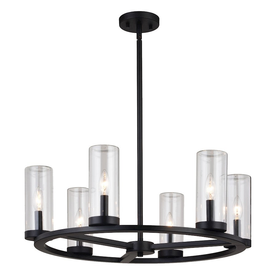Vaxcel Grantley 26" 6 Light Indoor-Outdoor Chandelier, Matte Black - H0290