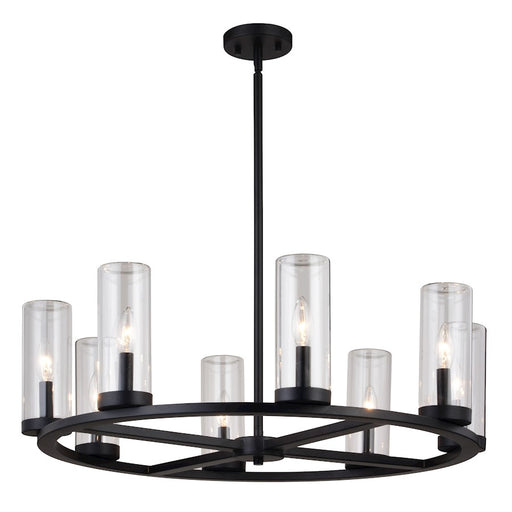 Vaxcel Grantley 30" 8 Light Indoor-Outdoor Chandelier, Matte Black - H0291