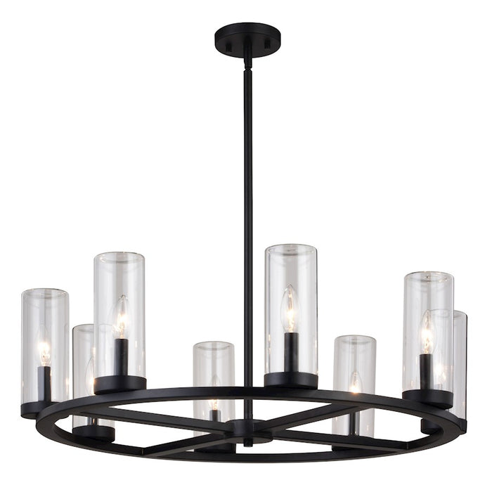Vaxcel Grantley 30" 8 Light Indoor-Outdoor Chandelier, Matte Black - H0291