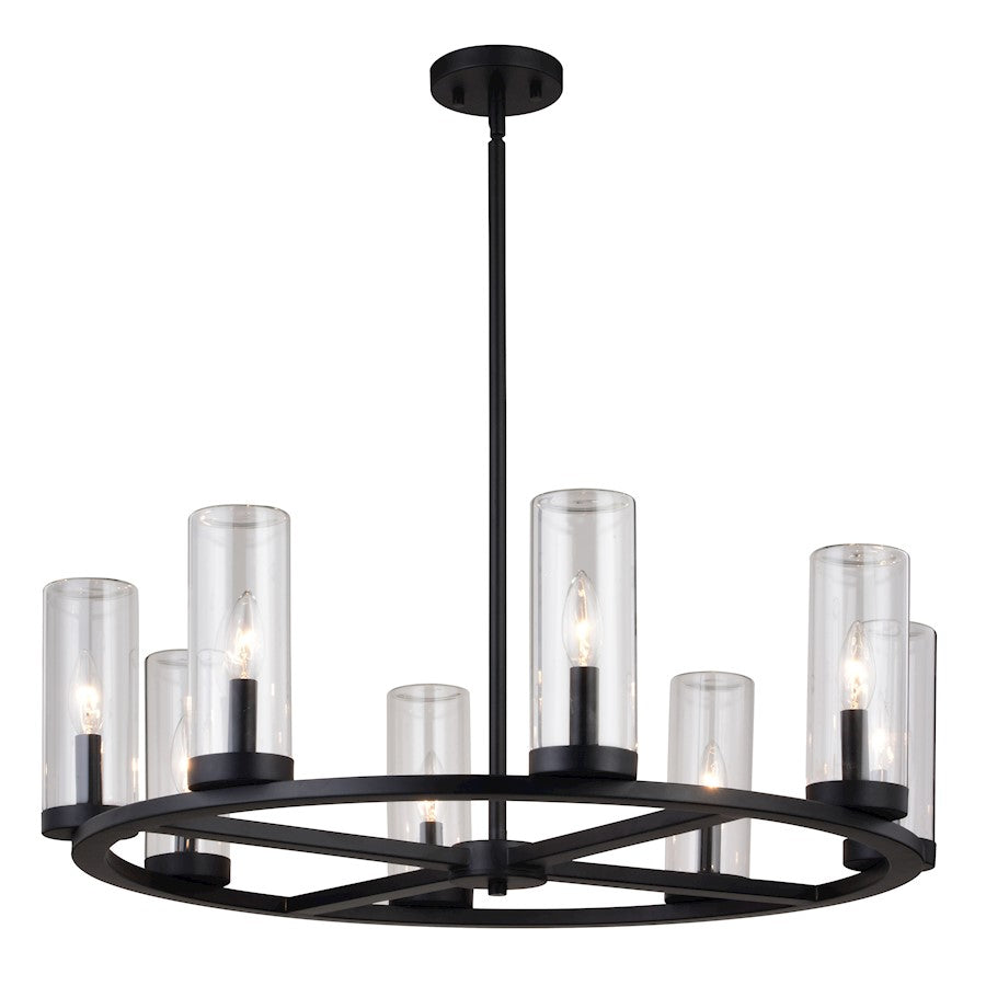 Vaxcel Grantley 30" 8 Light Indoor-Outdoor Chandelier, Matte Black - H0291