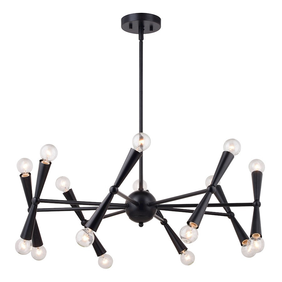 Vaxcel Drake 29" 16 Light Chandelier, Matte Black - H0292