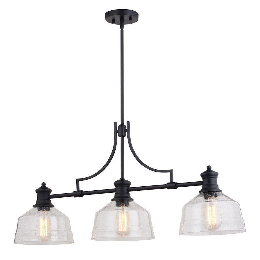 Vaxcel Beloit 36.5" 3 Light Linear Chandelier, Matte Black - H0293