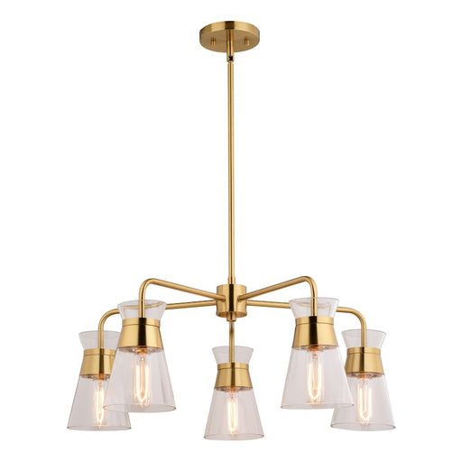 Vaxcel Harper 27" 5 Light Chandelier, Natural Brass - H0294