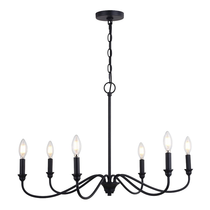 Vaxcel Annabelle 30" 6 Light Chandelier, Matte Black - H0298