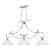 Vaxcel Monrovia 3 Light Linear Chandelier, Brushed Nickel/Frosted Glass - H0299