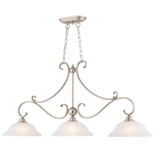Vaxcel Monrovia 3 Light Linear Chandelier, Brushed Nickel/Frosted Glass - H0299