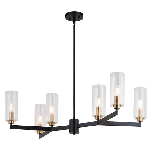 Vaxcel Claremont 31.25" 6 Light Chandelier, Matte Black/Autumn Brass - H0300