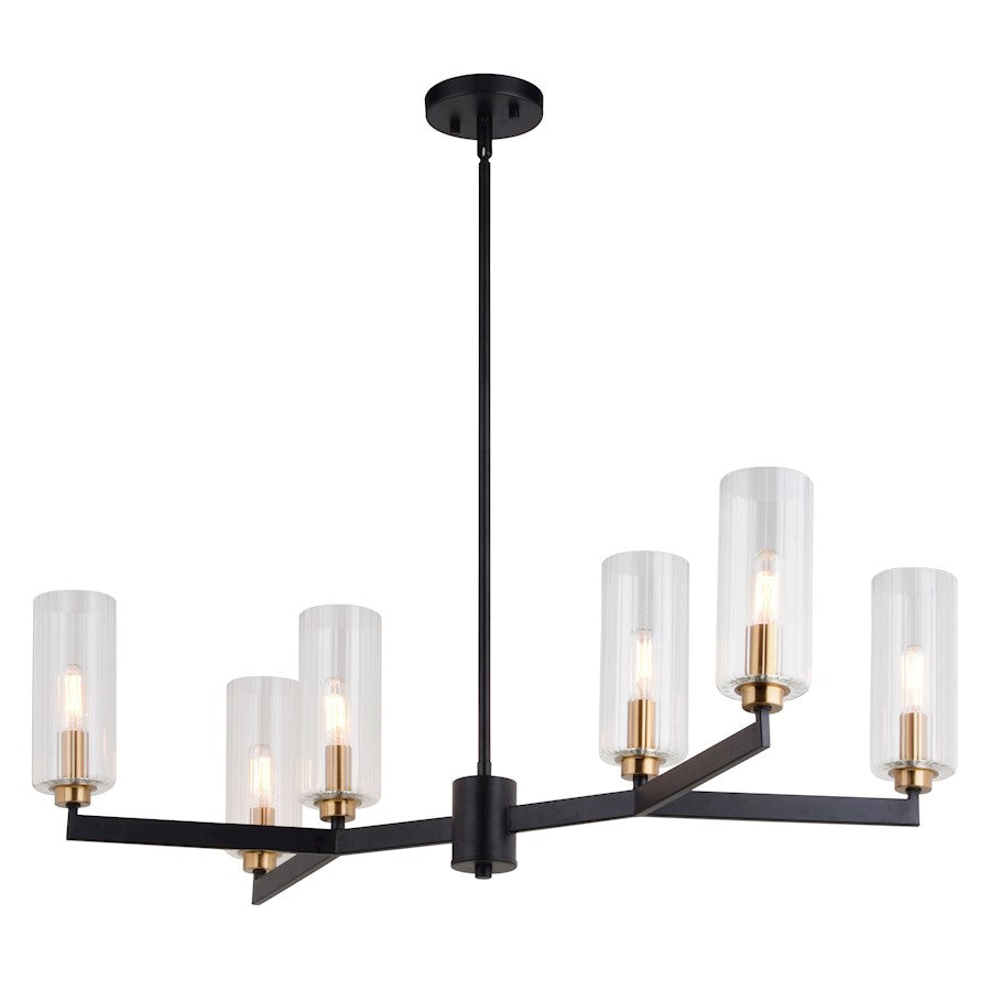 Vaxcel Claremont 31.25" 6 Light Chandelier, Matte Black/Autumn Brass - H0300