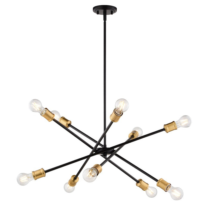 Vaxcel Gresham 32" 10 Light Chandelier, Antique Gold/Matte Black - H0301