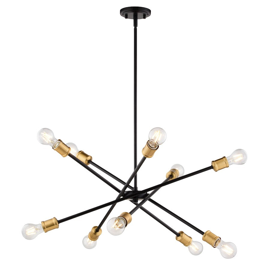 Vaxcel Gresham 32" 10 Light Chandelier, Antique Gold/Matte Black - H0301