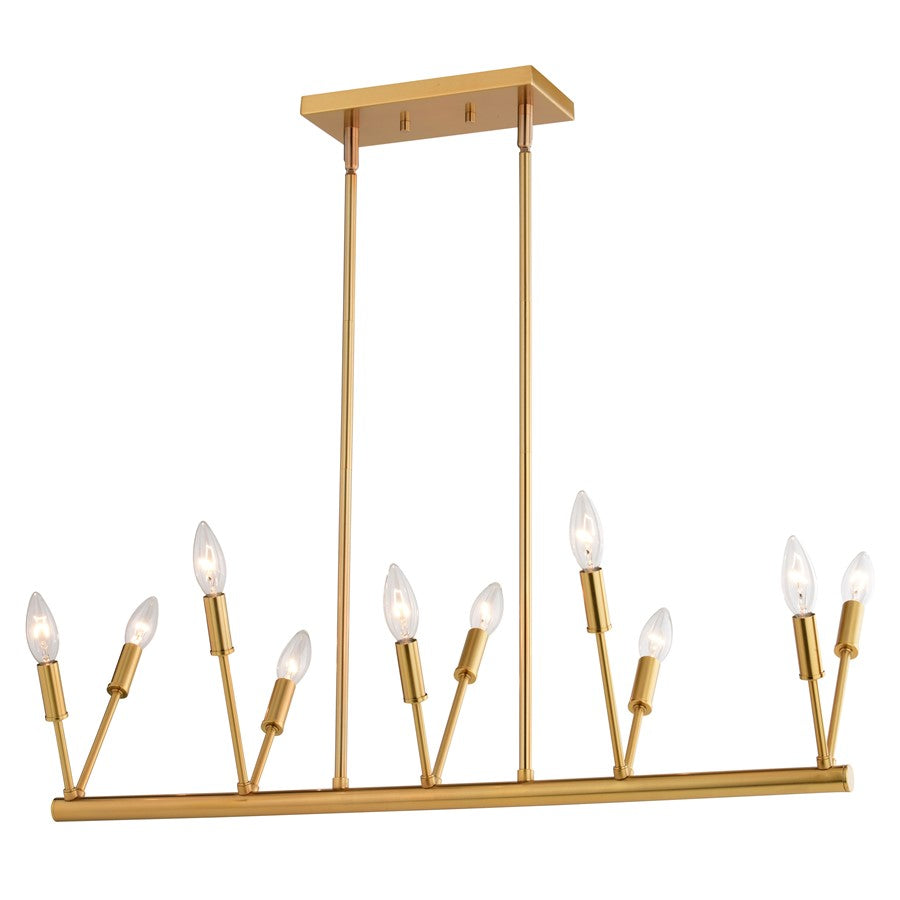 Vaxcel Warwick 10 Light 32"W Linear Chandelier, Natural Brass/ - H0306