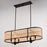 Vaxcel Berens 6 Light 36"W Linear Chandelier, Matte Black/Natural Rattan