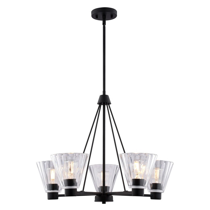 Vaxcel Dalton 25.5" 5 Light Chandelier, Matte Black/Clear - H0309