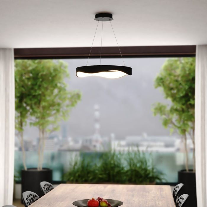 Vaxcel Bowen 20.5"W LED Chandelier, Textured Black/White